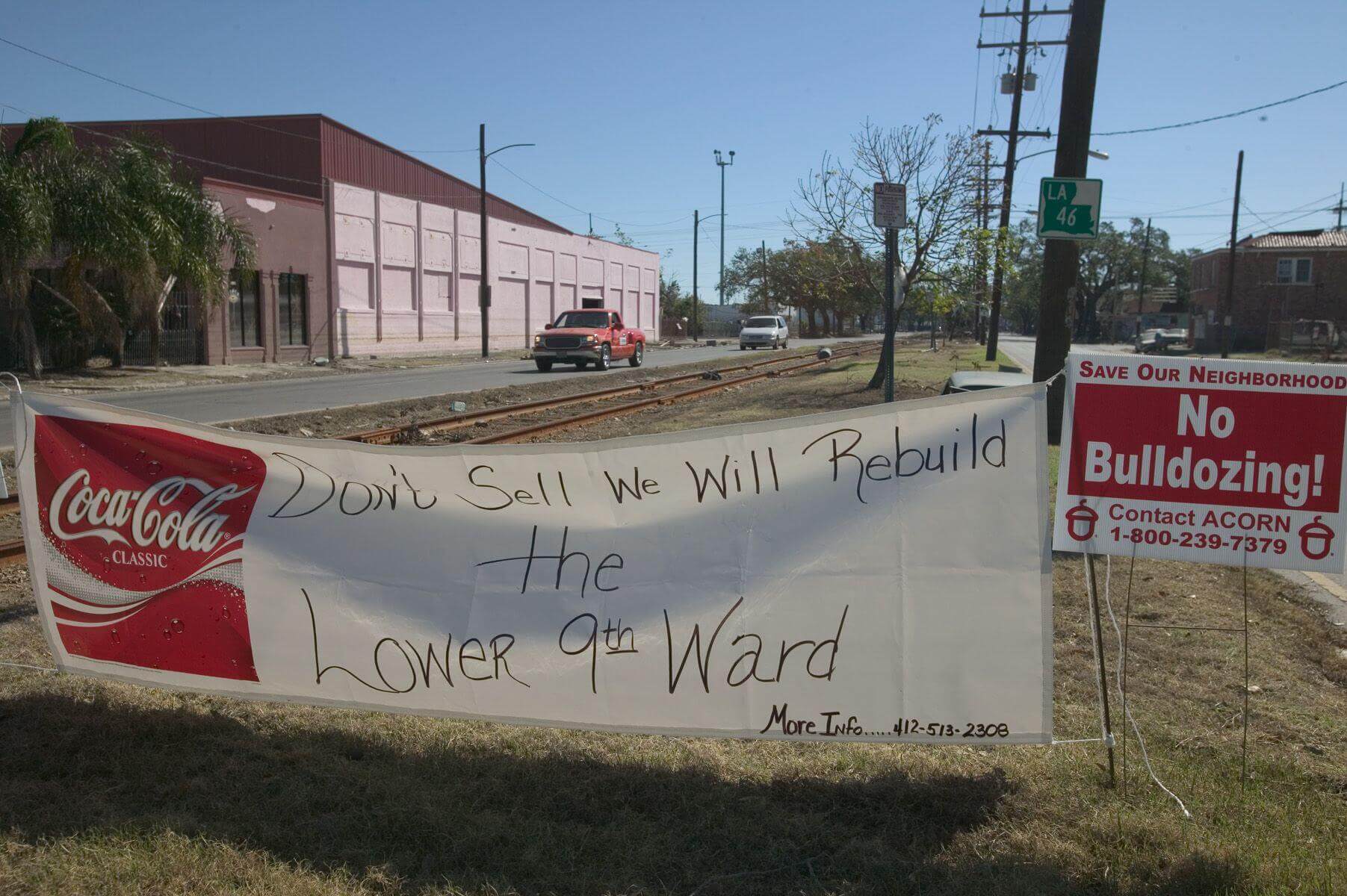 Sign that says Don't sell, we will rebuild the Lower 9th Ward